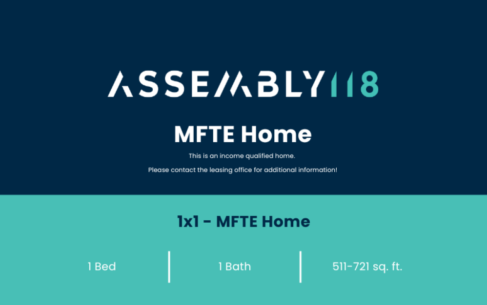 1x1 - MFTE - 1 bedroom floorplan layout with 1 bathroom and 511 - 721 square feet